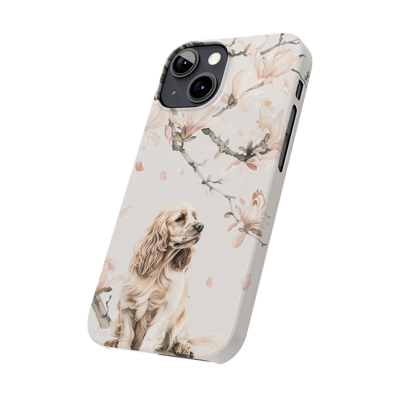 Cocker Spaniel with Flowers iPhone Slim Phone Cases