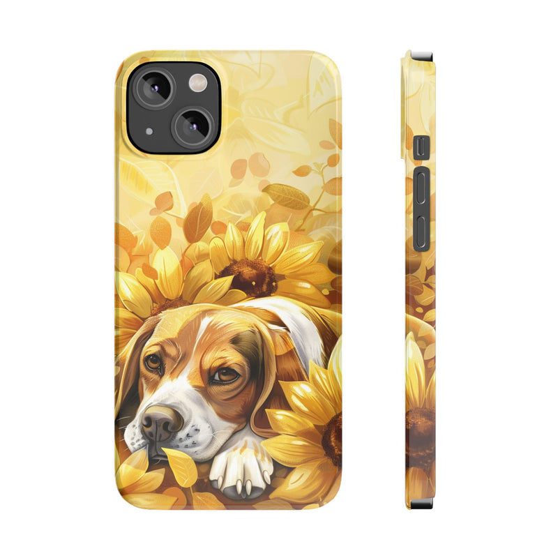 Beagle with Sunflowers i-Phone Cases