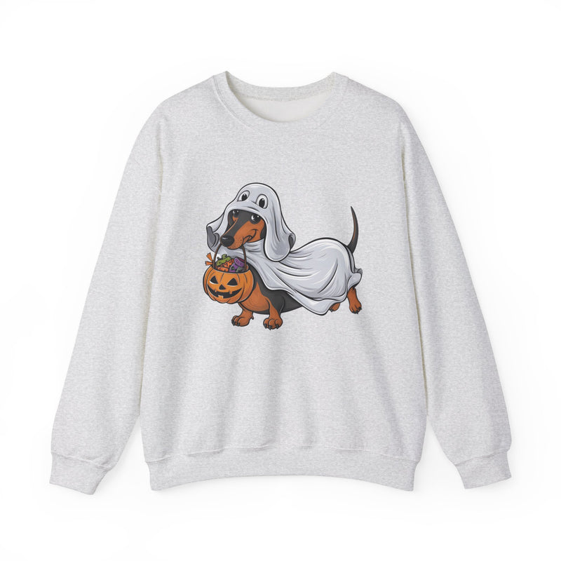 Dachshund Halloween Sweatshirt – Cute Dog with Pumpkin & Boo Text