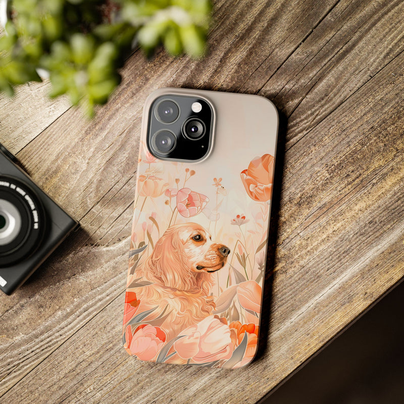 Cocker Spaniel with Flowers iPhone Slim Phone Cases