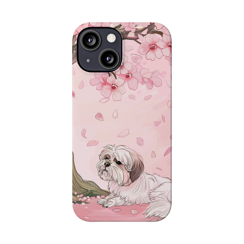 Shih Tzu with Flowers Slim iPhone Cases