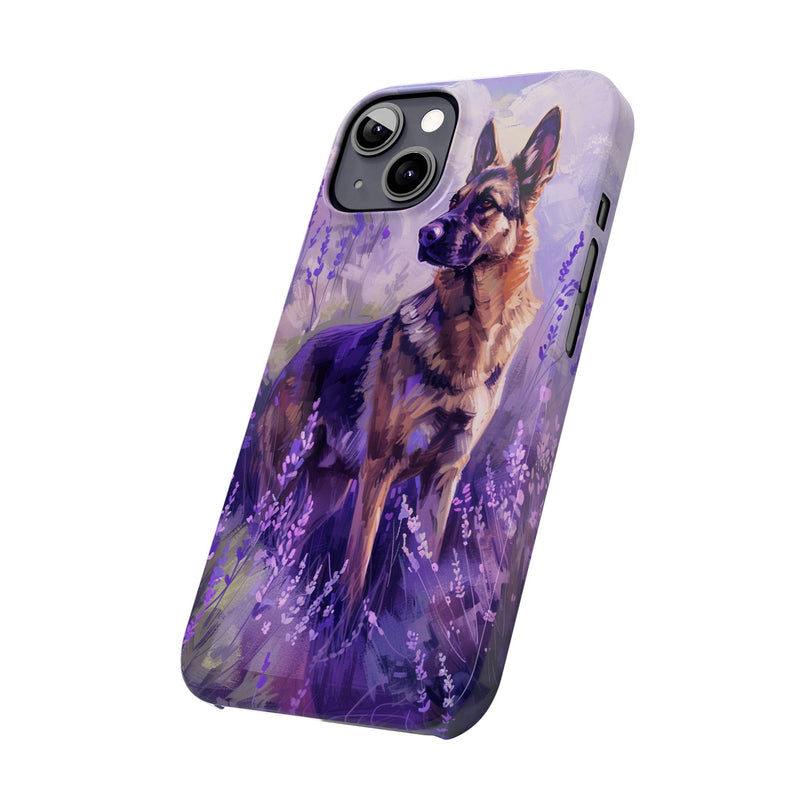 German Shepherd Dog with Flowers Slim iPhone Cases