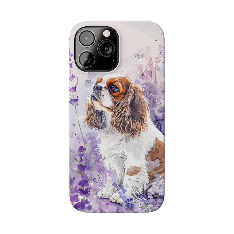 Cavalier King Charles Spaniel with Flowers Slim Phone Cases