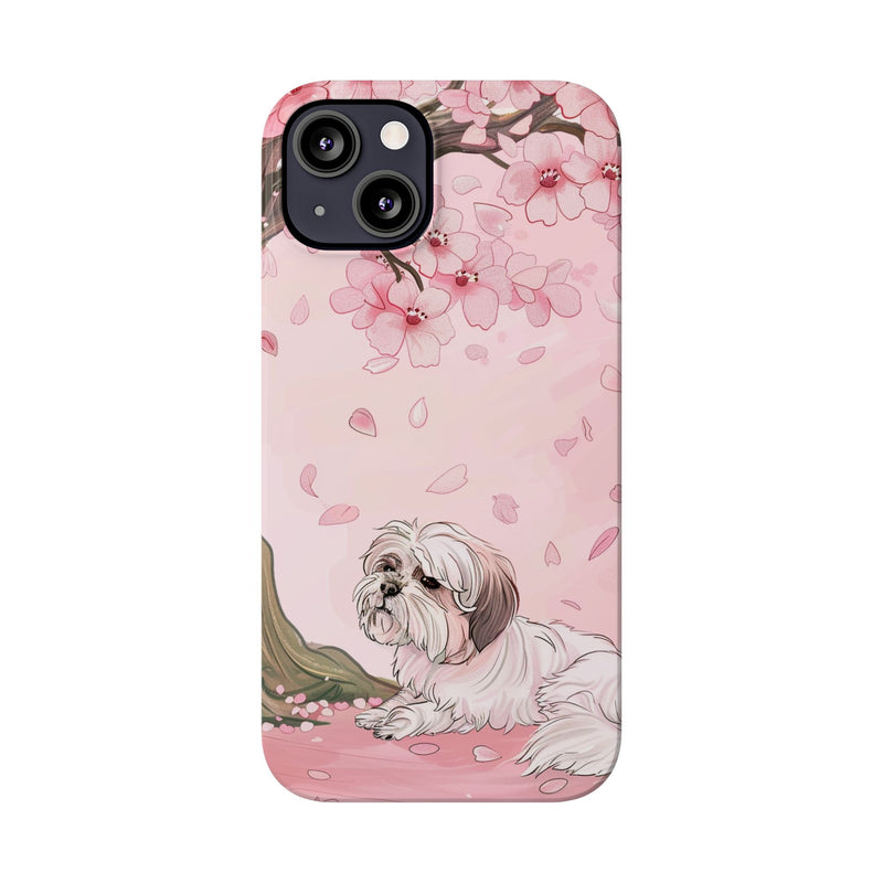 Shih Tzu with Flowers Slim iPhone Cases