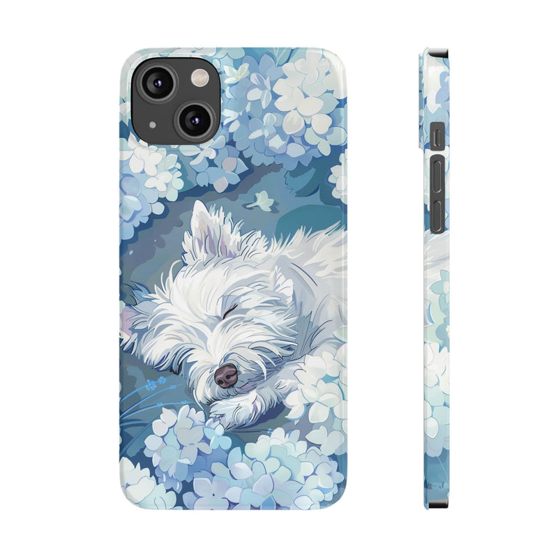 West Highland White Terrier with Flowers Slim iPhone Cases