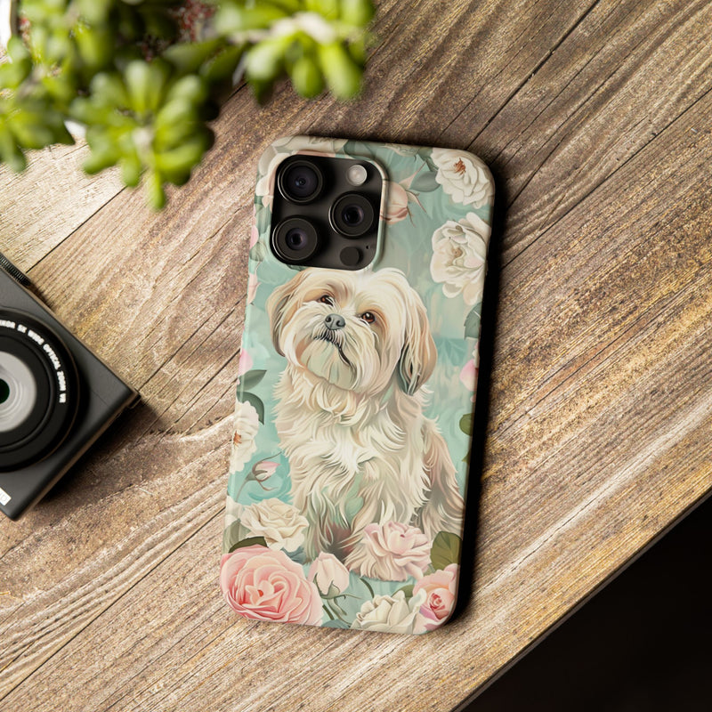 Havanese with Flowers Slim iPhone Cases