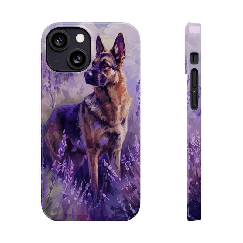 German Shepherd Dog with Flowers Slim iPhone Cases