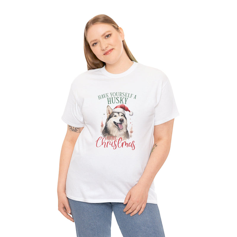 Have Yourself Husky Christmas Unisex Heavy Cotton Tee | Siberian Husky Christmas Gift