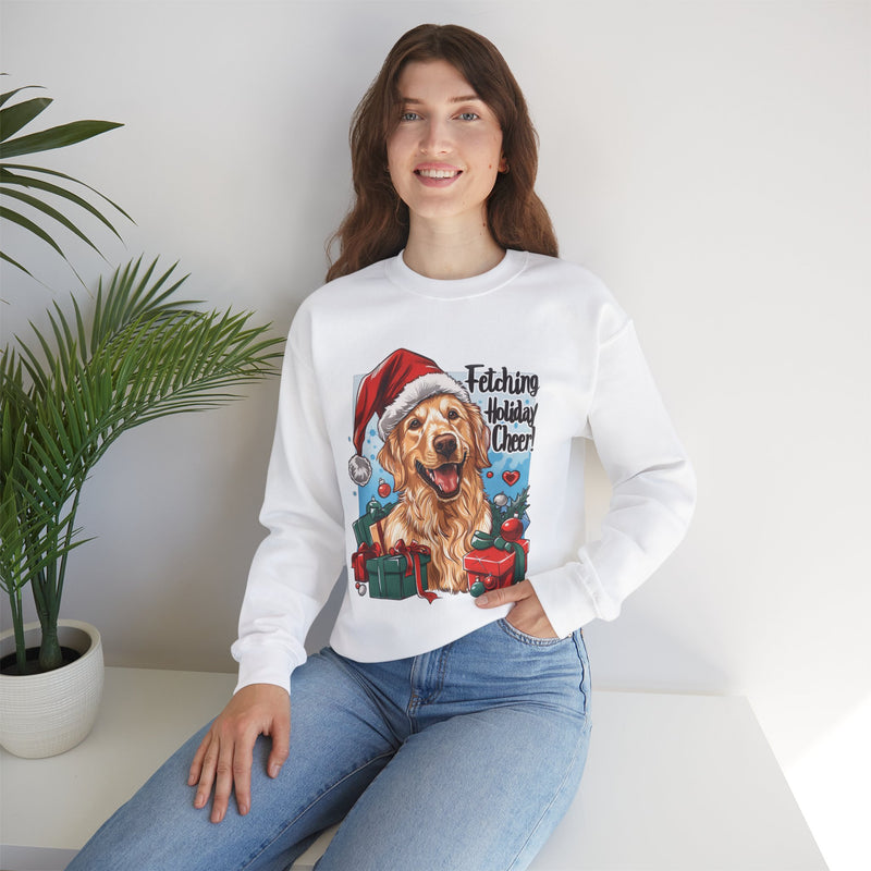 Golden Retriever Christmas Sweatshirt – Fetching Holiday Cheer, Unisex Crewneck