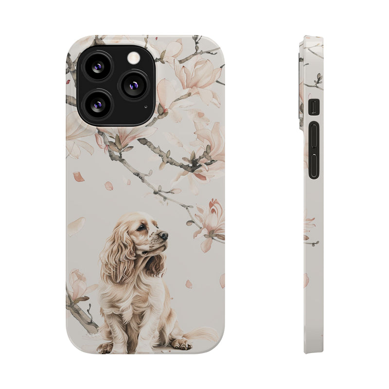 Cocker Spaniel with Flowers iPhone Slim Phone Cases