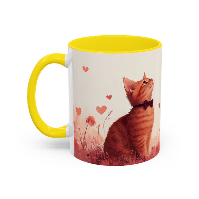 Abyssinian Valentine's Day Cat Accent Coffee Mug (11, 15oz)