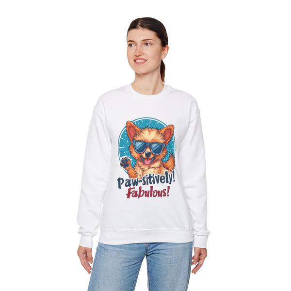 Paw-sitively Fabulous Dog Unisex Crewneck Sweatshirt – Cute Dog in Sunglasses