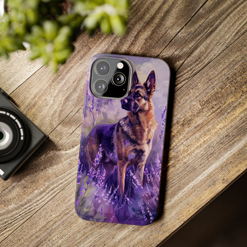 German Shepherd Dog with Flowers Slim iPhone Cases