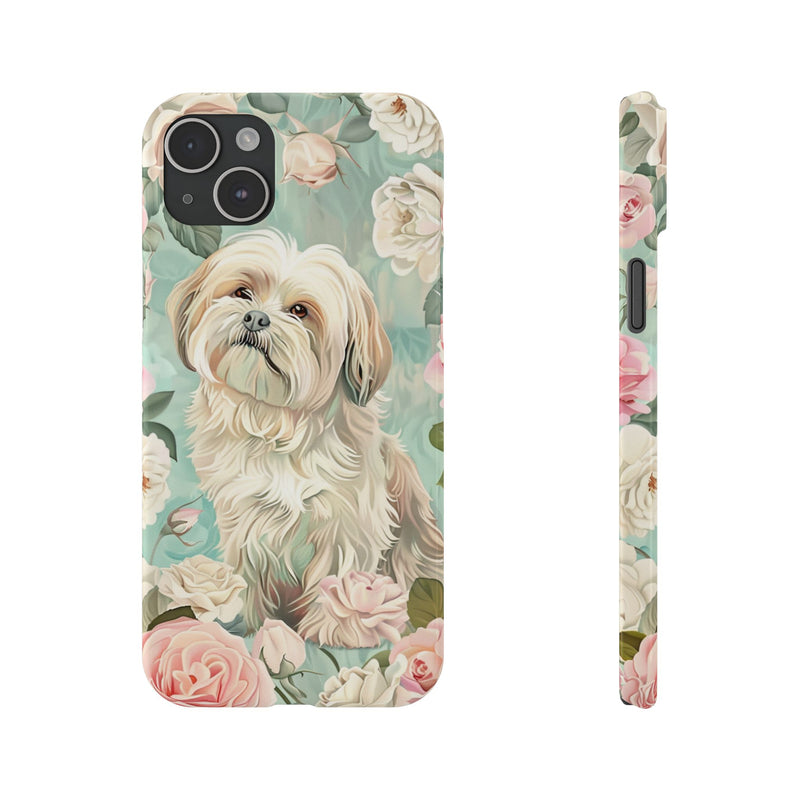 Havanese with Flowers Slim iPhone Cases