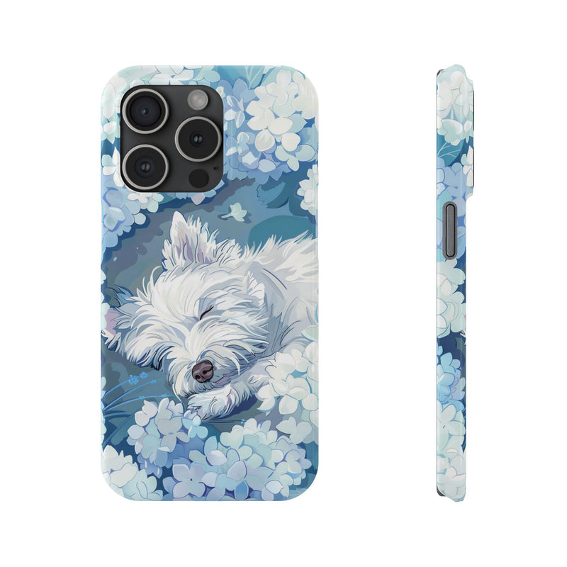 West Highland White Terrier with Flowers Slim iPhone Cases