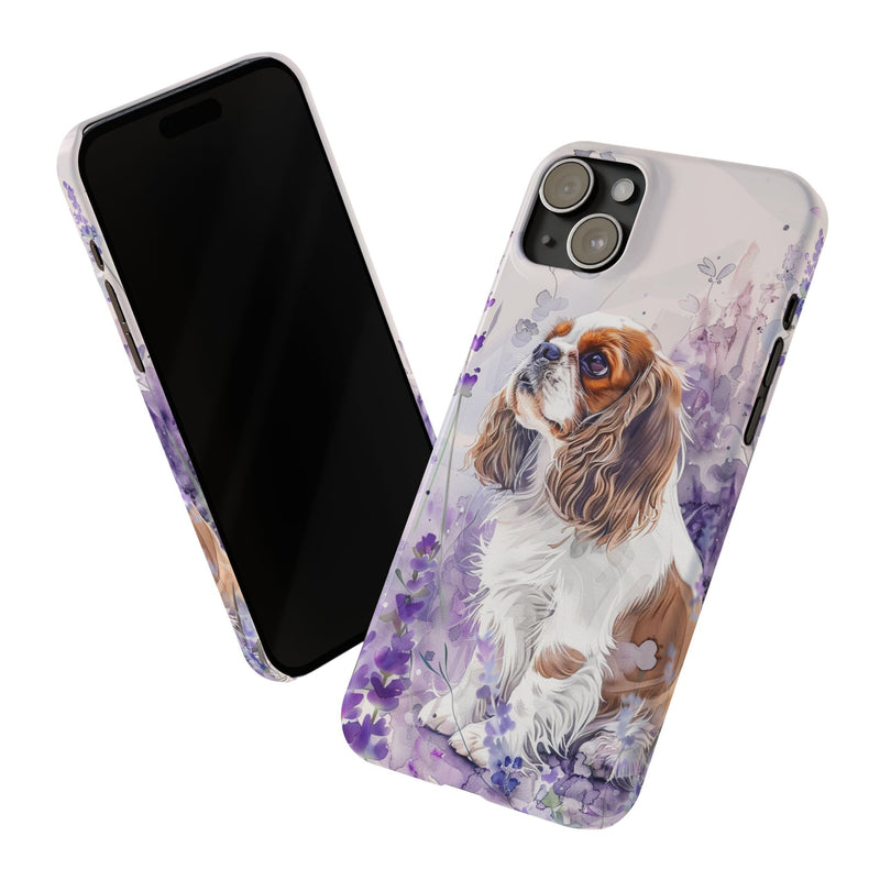 Cavalier King Charles Spaniel with Flowers Slim Phone Cases