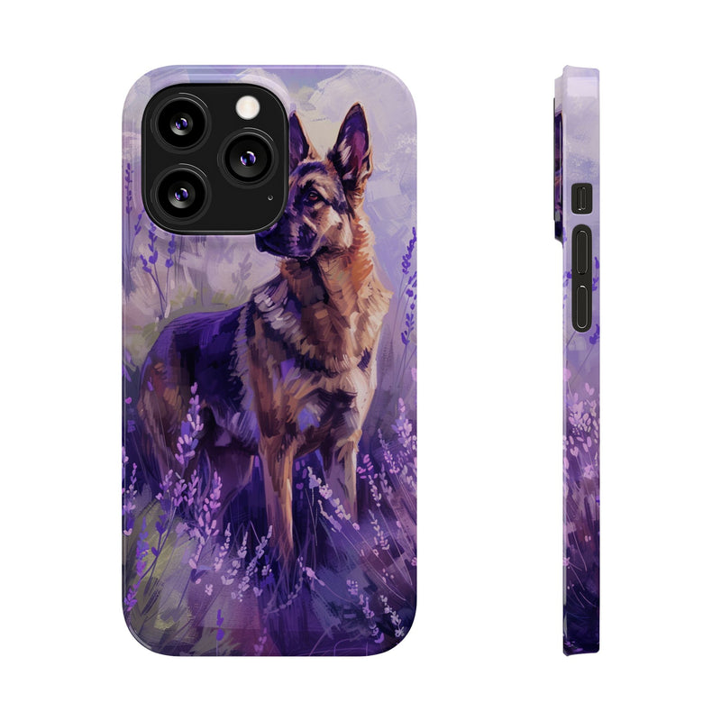 German Shepherd Dog with Flowers Slim iPhone Cases