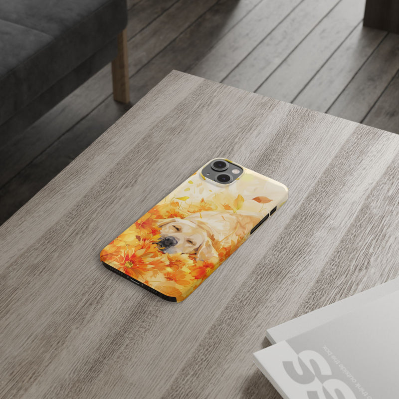 Labrador with Flowers Slim Phone Cases