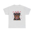 Rottweiler with Pink Hearts Valentine's Day Unisex Heavy Cotton Tee