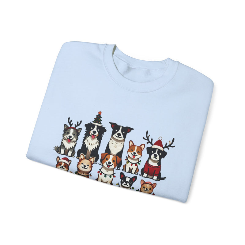 Cute Dog Cartoon Christmas Sweatshirt with Lights & Antlers – Festive Holiday Outfit