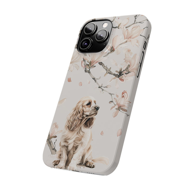 Cocker Spaniel with Flowers iPhone Slim Phone Cases