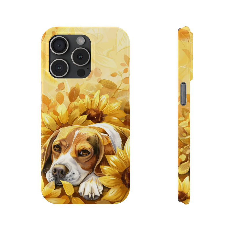 Beagle with Sunflowers i-Phone Cases