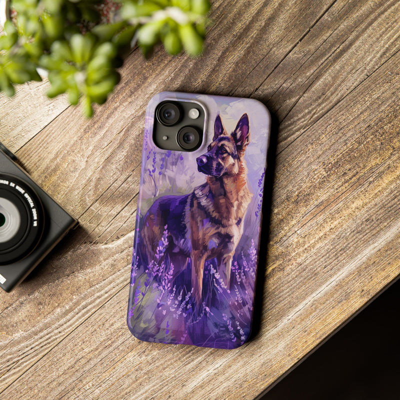 German Shepherd Dog with Flowers Slim iPhone Cases