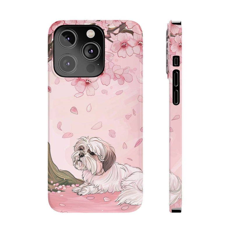 Shih Tzu with Flowers Slim iPhone Cases