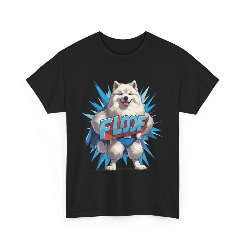 Floof Powered T-Shirt – Funny Alaskan Malamute Cartoon Dog Tee