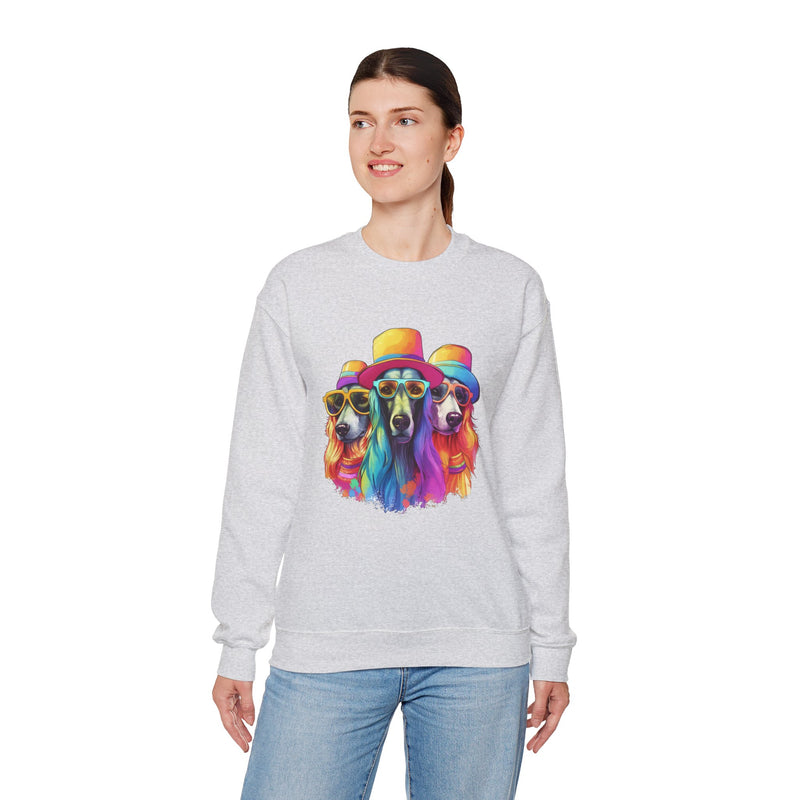 Afghan Hounds in Quirky Hats & Sunglasses Unisex Heavy Blend™ Sweatshirt | Fun Whimsical Design