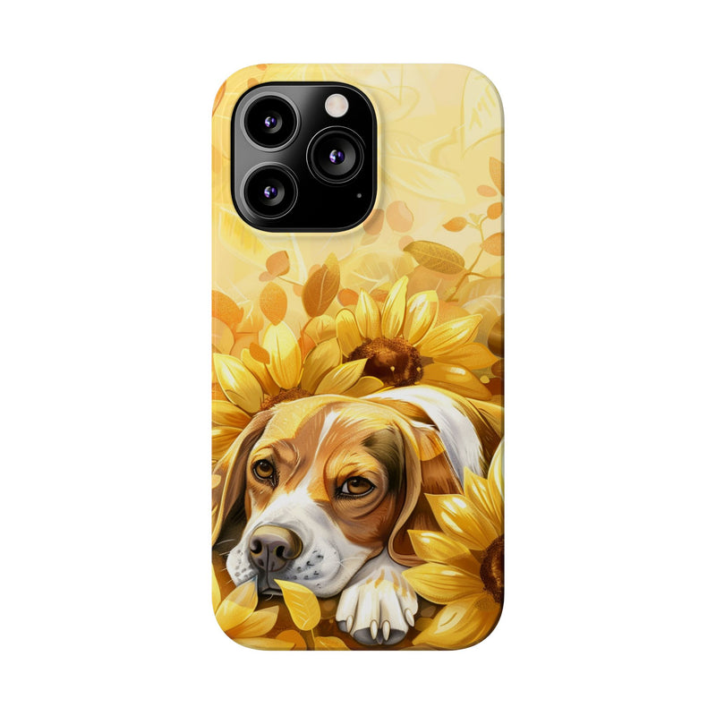 Beagle with Sunflowers i-Phone Cases