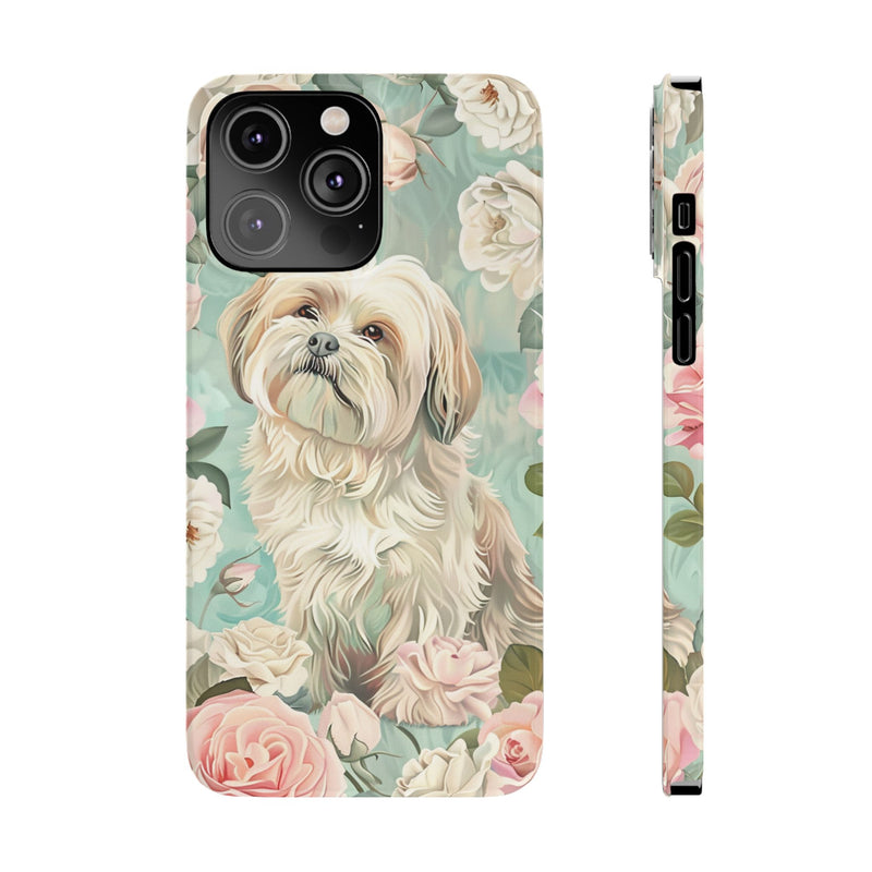 Havanese with Flowers Slim iPhone Cases