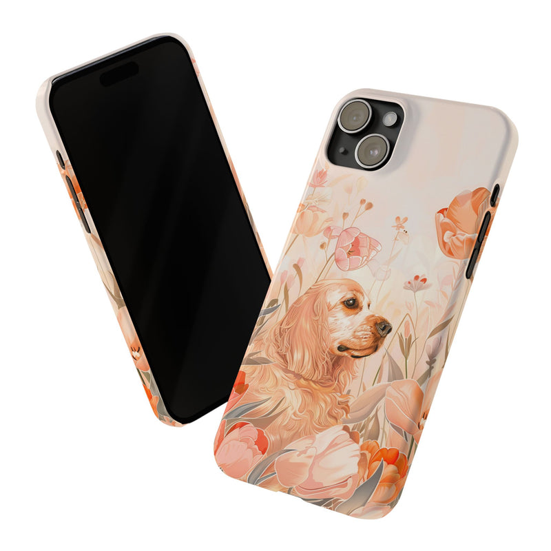 Cocker Spaniel with Flowers iPhone Slim Phone Cases