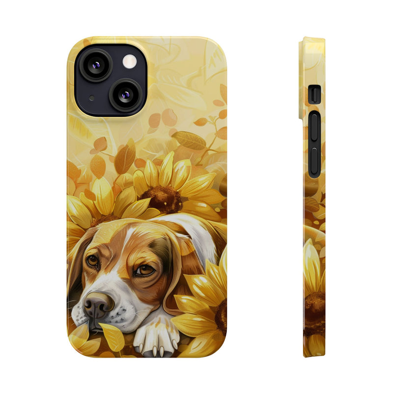 Beagle with Sunflowers i-Phone Cases