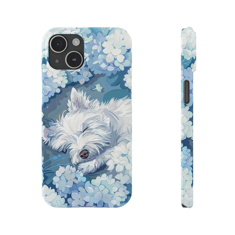 West Highland White Terrier with Flowers Slim iPhone Cases