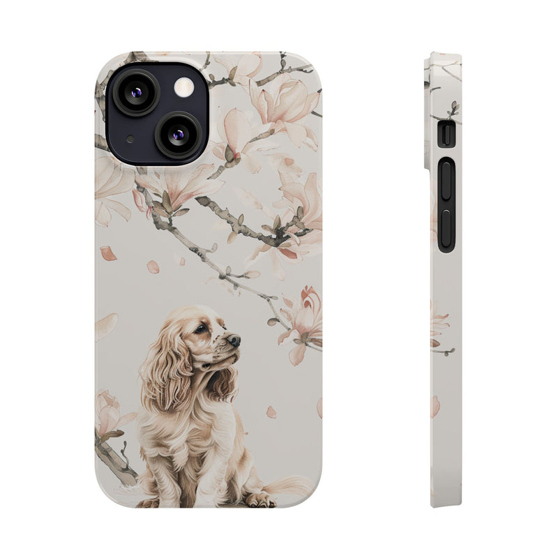 Cocker Spaniel with Flowers iPhone Slim Phone Cases