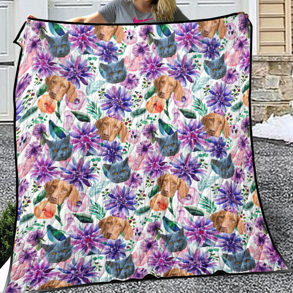 Personalized Pet Photo Lightweight & Breathable Quilt With Edge-wrapping Strips