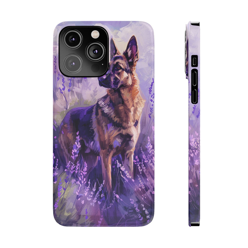 German Shepherd Dog with Flowers Slim iPhone Cases