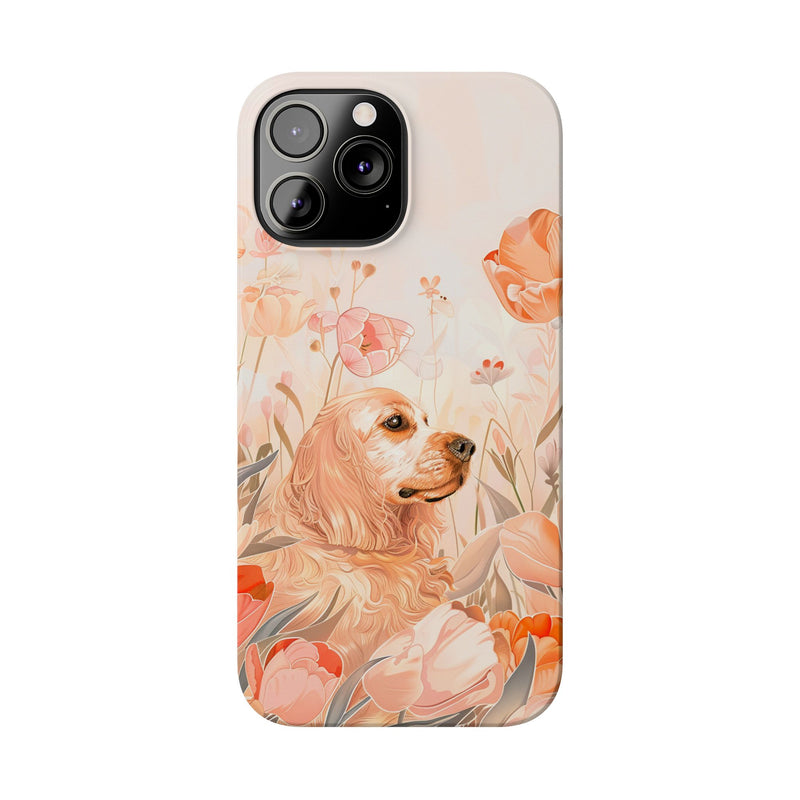 Cocker Spaniel with Flowers iPhone Slim Phone Cases