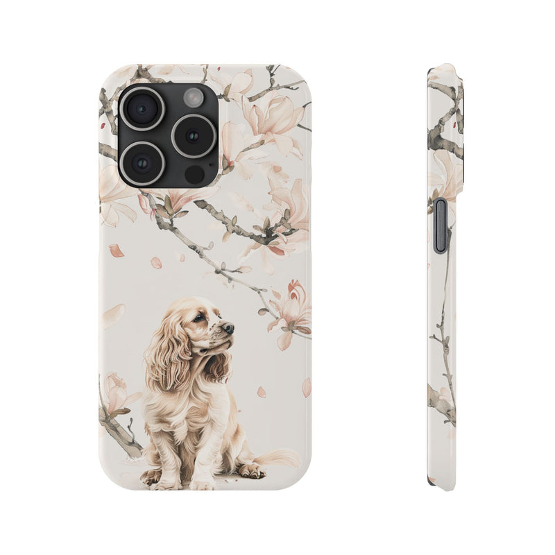 Cocker Spaniel with Flowers iPhone Slim Phone Cases