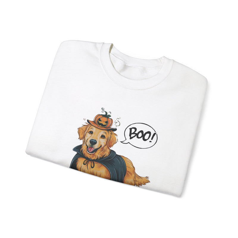 Golden Retriever Halloween Sweatshirt – Cute Dog with Boo Text