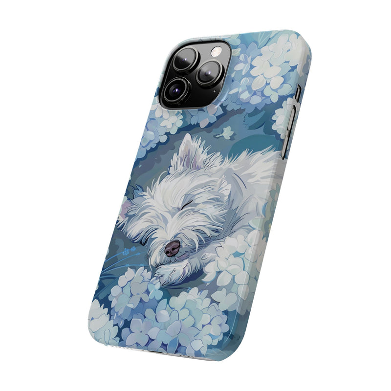 West Highland White Terrier with Flowers Slim iPhone Cases