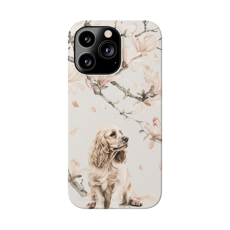 Cocker Spaniel with Flowers iPhone Slim Phone Cases