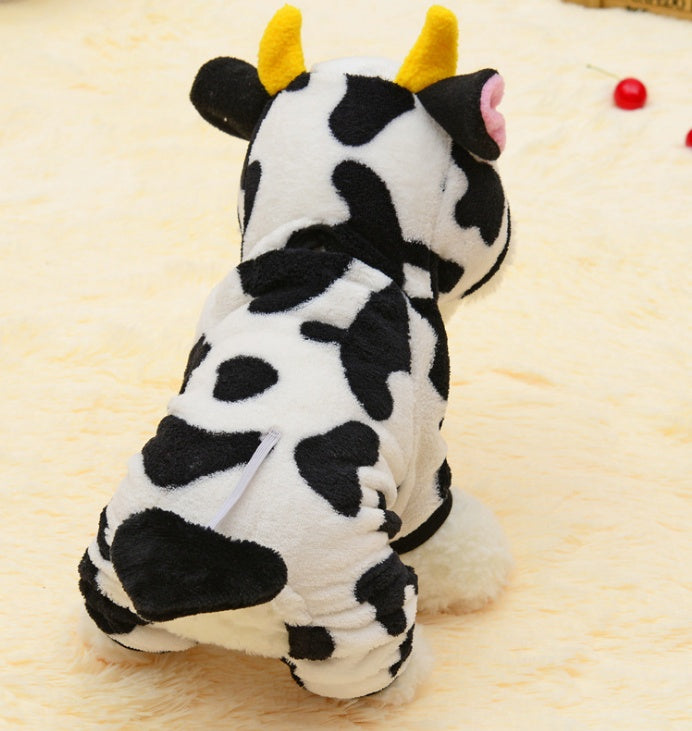 Pet Cow Costume Sweatshirt | Warm Hooded Winter Sweater for Dogs and Cats