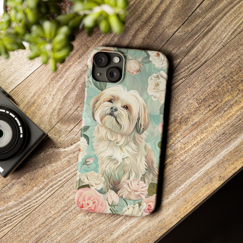 Havanese with Flowers Slim iPhone Cases