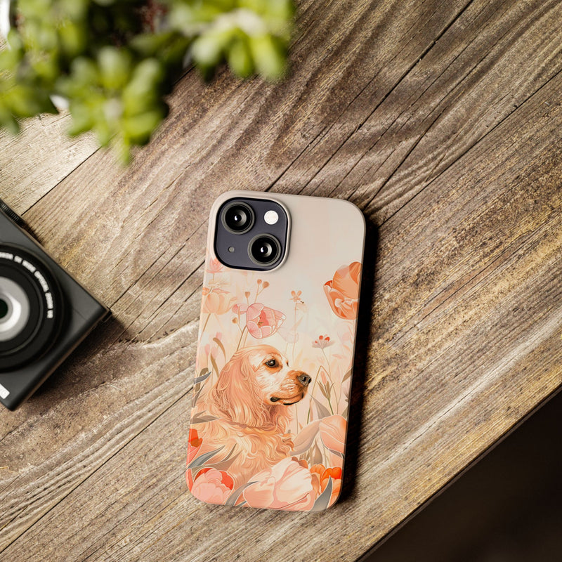 Cocker Spaniel with Flowers iPhone Slim Phone Cases