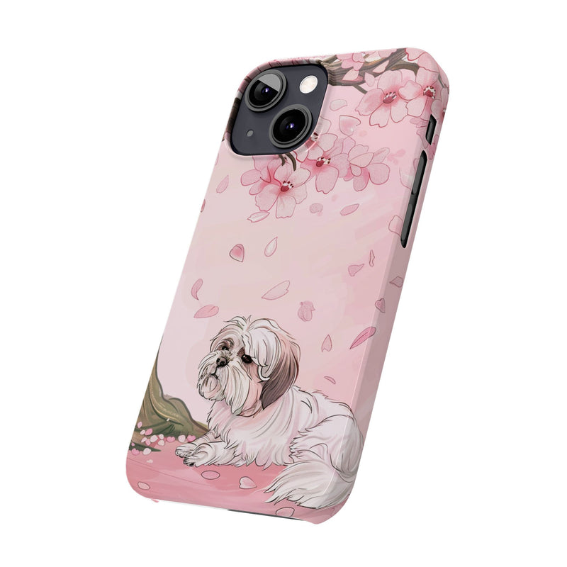 Shih Tzu with Flowers Slim iPhone Cases