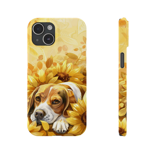 Beagle with Sunflowers i-Phone Cases