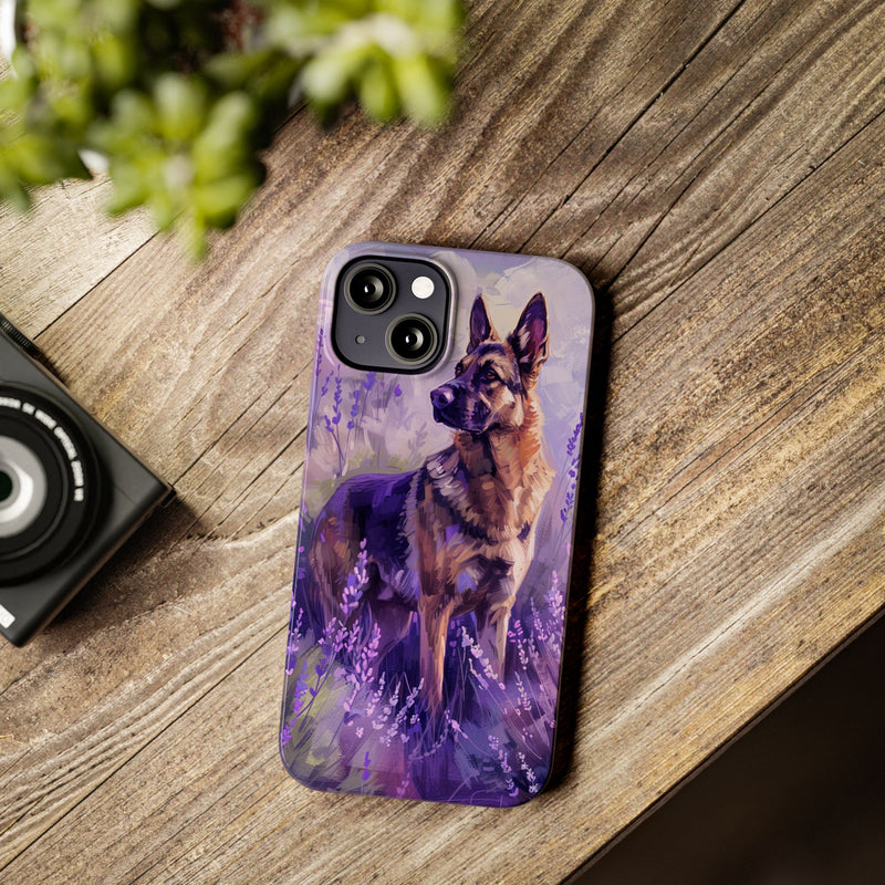 German Shepherd Dog with Flowers Slim iPhone Cases