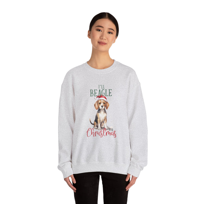 I'll Beagle for Christmas Sweatshirt - Funny Dog Lover Holiday Apparel | Unisex Cozy Christmas Sweatshirt Gift for Beagle Owners Heavy Blend™